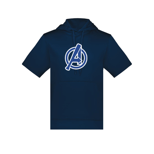 [6871.065.S-LOGO2] Men's Dri Fit Short Sleeve Hoodie (Adult S, Navy, Logo 2)