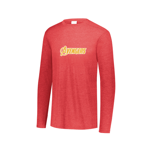 [FTLCUBRD-AXS-LOGO1] Decker Men's Tri-Blend T-Shirt - Long Sleeve (Adult XS, Red, Logo 1)