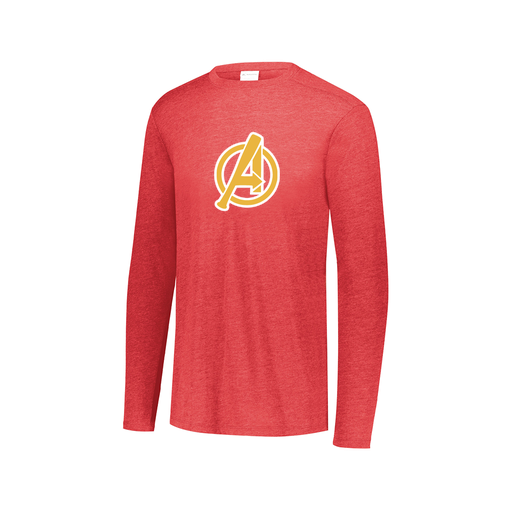 [FTLCUBRD-AXS-LOGO3] Decker Men's Tri-Blend T-Shirt - Long Sleeve (Adult XS, Red, Logo 3)