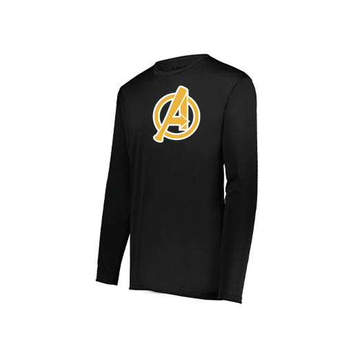 [222823.080.S-LOGO3] Youth LS Smooth Sport Shirt (Youth S, Black, Logo 3)