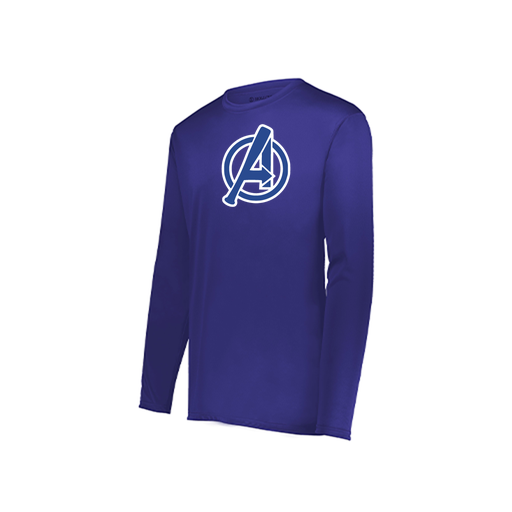 [222823.747.S-LOGO2] Youth LS Smooth Sport Shirt (Youth S, Purple, Logo 2)