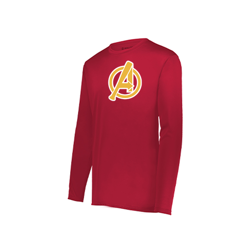 [222823.083.S-LOGO3] Youth LS Smooth Sport Shirt (Youth S, Red, Logo 3)