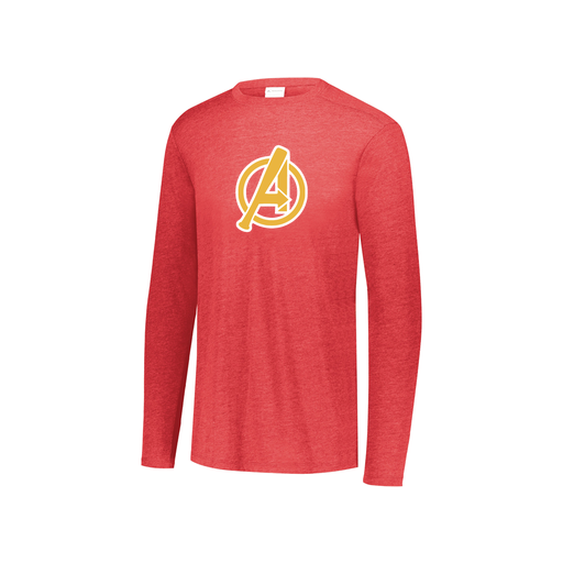 [FTLCUBRD-YS-LOGO3] Decker Youth Tri-Blend T-Shirt - Long Sleeve (Youth S, Red, Logo 3)