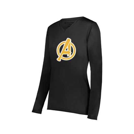 [222824.080.S-LOGO3] Ladies LS Smooth Sport Shirt (Female Adult S, Black, Logo 3)