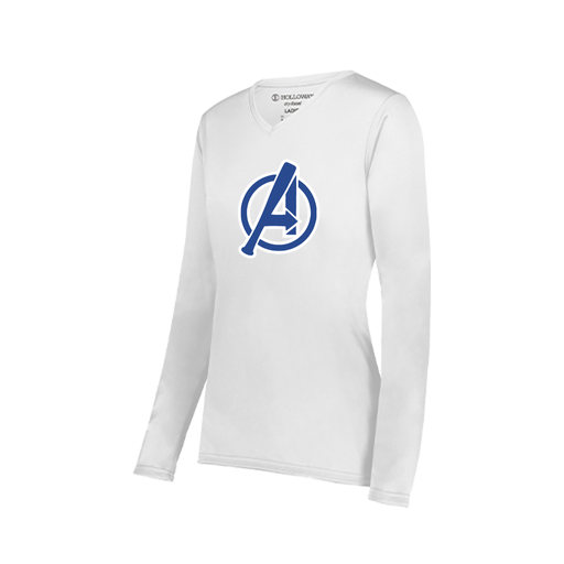 [222824.005.S-LOGO2] Ladies LS Smooth Sport Shirt (Female Adult S, White, Logo 2)