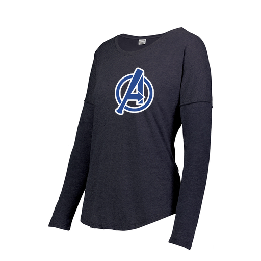 [FTLCUBNV-FAXS-LOGO2] Decker Women's Tri-Blend T-Shirt - Long Sleeve (Female Adult XS, Navy, Logo 2)