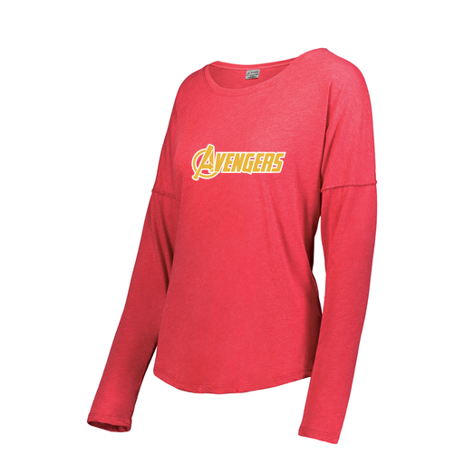 [FTLCUBRD-FAXS-LOGO1] Decker Women's Tri-Blend T-Shirt - Long Sleeve (Female Adult XS, Red, Logo 1)